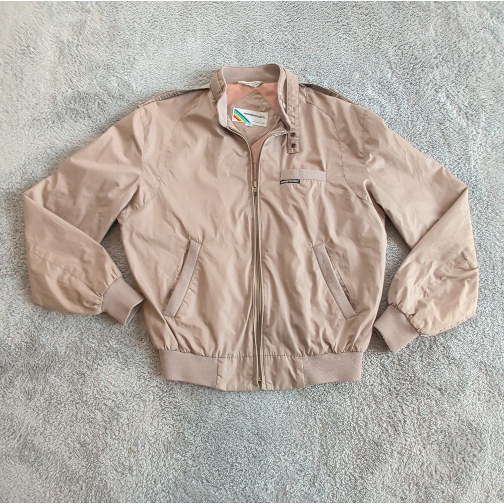 Vintage 80s Members Only Europe Craft Racer Jacket Brown Khaki Mens 38 Hong Kong